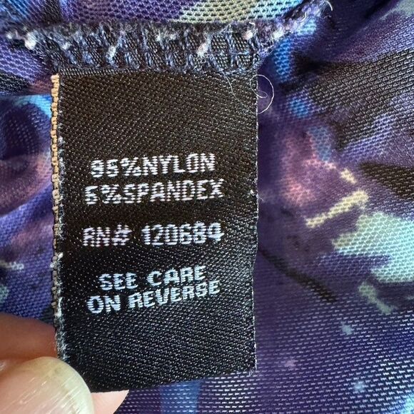 TORRID Women’s Size 2/3 Kimono Cardigan Sheer Open Front Blue Purple Geometric - Picture 6 of 6